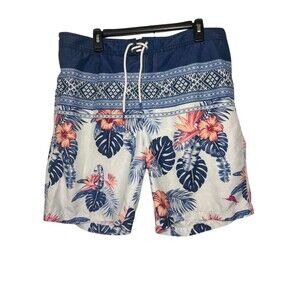 Tommy Bahama Floral Swim Shorts Men's XL White Hawaiian Trunks Surf
